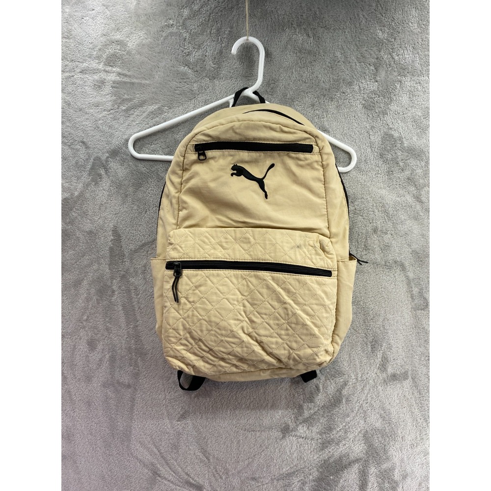 Puma Quilted Backpack Tan Khaki School Travel Gym Bag Bookbag Neutral